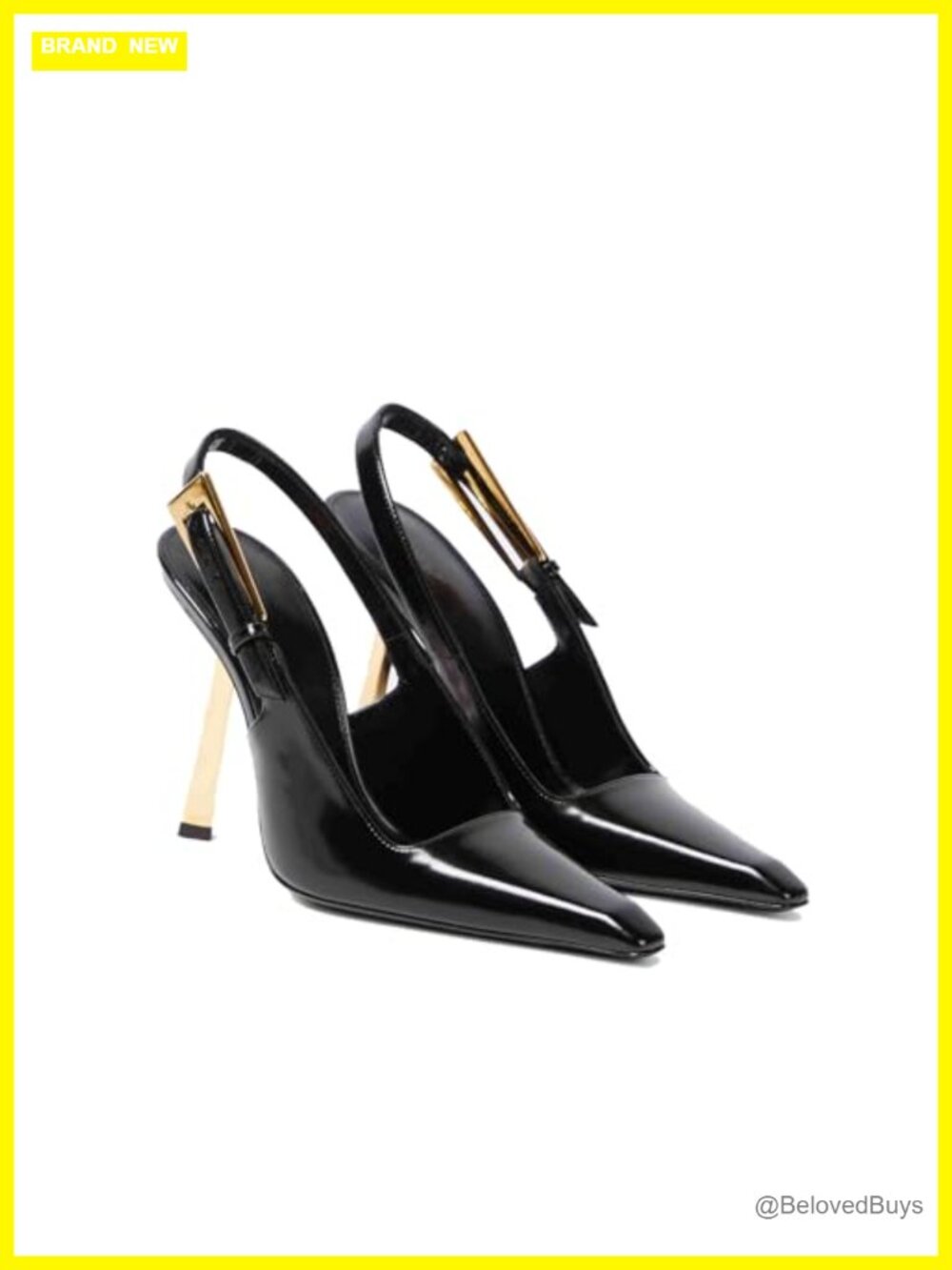 Women's Slingback Stiletto High Heels Square Toe Patent Leather Pumps